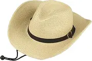 [TOVINANNA] Sun Hat for Outdoor Straw Western Style Wide Cowboy Hat Brim Costume Cowboy Woven Hats for Men Cowboys Cowgirl Hats Vaquero Hat for Beach Cap Bamboo Beige