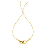 14k Yellow Gold Adjustable Rings Charms Bolo Bracelet, 9.25"