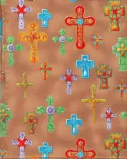 CUSTOM MADE PADDED REFILLABLE & WASHABLE BOOK COVER - ALL OVER CROSSES