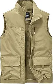 [QtthZZr] Men's Multi-Pocket Vest Casual Thin Section Gilet Quick Dry Breathable Waistcoat Outdoor Sports Sleeveless Jacket