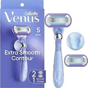 Gillette Venus Extra Smooth Swirl Women's Razor - 1 Handle + 2 Refills (Packaging May Vary), Purple, 3 Piece Set, 47400653399