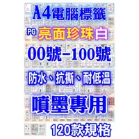 在飛比找蝦皮購物優惠-發票】A4亮面珍珠白0號-100號PG噴墨防水抗撕耐低溫高黏