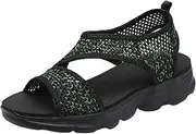 [Generic] Women Summer Mesh Beach Elatic Band Sport Casual Open Toe Wedges Soft Bottom Breathable Shoes Thong Sandals Women Size 8