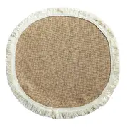 4PCS B Placemats Linen Table Mats with Tassel Lace Woven Round Tableware