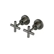 MEIR Round Brass Cross Handle Shower Wall Taps - PVD Shadow