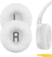 Geekria QuickFit Leatherette Replacement Ear Pads for JBL JR 300/ 300BT, T450BT, T500BT, Tune 500/ 500BT/ 510BT/ 520 Headphones, Ear Cushions, Repair Parts (White)