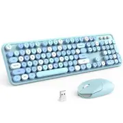 MOFII Wireless Keyboard and Mouse Set Retro Full Size Typewriter Keyboard wit...