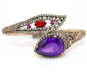 Ottoman Empire Style 12CT Amethyst & Garnet 925 Sterling Silver Bracelet Jewelry