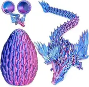 3D Printed Dragon Eggs with Articulated Fly Dragon Inside, Collectible Figurines Desk Fidget Toys for Adults Kids Easter Christmas Birthday Gifts Colleagues Shelf Decor Aquarium (Purple, M Size)