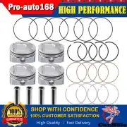 4X Engine Piston & Rings Kit For 12-17 Hyundai Accent Veloster Kia Rio Soul 1.6L