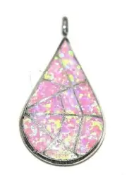 Zuni Handmade Inlay Pink Opal Pendant set in Sterling Silver by L. Kalestewa