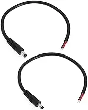 EMSea 2PCS DC Power Pigtail Cable DC 5.5mmx2.5mm Male Plug Jack to Bare Wire Open End Power Cable 16AWG 30cm for Guitar Pedal CCTV Security Camera Surveillance