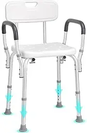 VEVOR Shower Chair, Shower Seat with Back, Adjustable Height Shower Stool, Shower Chair for Inside Shower Bathtub, Non-Slip Bathroom Bench Bath Chair for Elderly Disabled Handicap, 158.8 kg Capacity
