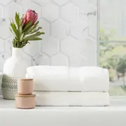 2pc Renee Taylor Stella 650GSM Bamboo Cotton Bath Sheet Bathroom Towel White