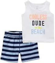 Carter's Baby Boys 2pc Cotton Short Set Coolest Dude on The Beach Crab on Behind (3M)