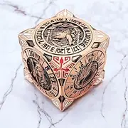 Fidget Spinner Dice for DND, 7 in 1 Novelty Cubic Metal Dice Set with 3D Relief for Dungeons and Dragons Gifts, Polyhedral Role Playing Game Dice, Fantasy D&D Tabletop RPG Copper