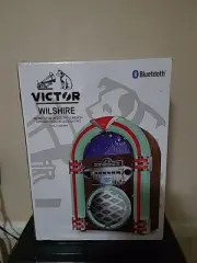 VICTOR Wilshire Desktop Bluetooth Jukebox with FM Radio & Multicolor LED Lights