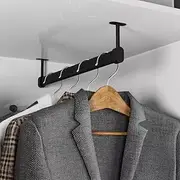 Closet Rod 2 Pcs Heavy Duty Closet Rod Ceiling Mount - Cuttable, Removable Garment Rack Bar with Support Bracket, Wardrobe Rail Tube Room Divider for Verandahs(30cm(11 3/4"))