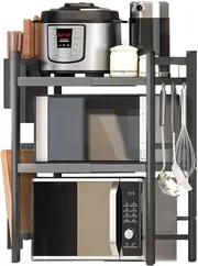 Adjustable Stainless Steel Microwave Shelf with 3 Tiers