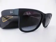 Ray Ban Sunglasses JUSTIN Rubber Black Light Grey Gradient Lens 4165 601/8G S:51