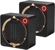 AngKng Mini Space Heater, Lightweight PTC Ceramic Fast Heating 500W Energy Efficient for Indoor Use, Overheating & 45° Tip-Over Protection, Portable Desk Electric Heaters for Office Home Black-2 Pack