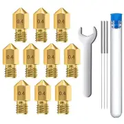 10 Pcs 0.4mm Brass MK8 3D Printer Nozzles Extruder for Creality Ender
