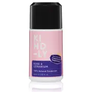 KIND-LY Organic Probiotic Deodorant Roll-On, Rose & Geranium, Vegan