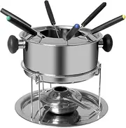 [TOQUE] Classic Fondue Set 12pcs Stainless Steel Bowl Cheese Chocolate Candle Hot Pot, Dipping with 6 Forks Small Kitchen Maker Appliances Warmer, Dessert Chocolate Fondue, Hot Chocolate, Lollies