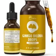 Organic Ginkgo Biloba Extract Liquid Supplements, Brain & Focus Support, 98% ...