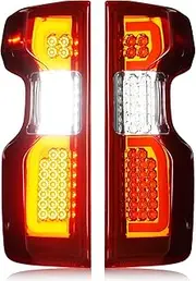 LED Tail Lights Pair Compatible with Chevy Silverado 1500 2019-2023, 2500HD 3500HD 2020-2023, Rear Taillights Brake Lamps (Only Fit Factory Incandescent Tail Light Model), Chrome Housing Red Lens