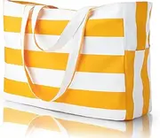 [Iioscre] Large Beach Bag for Women, Waterproof Nylon Beach Tote Bag with Zipper & Pockets,Sandproof Beach Swim Bag for Travel