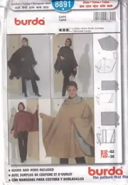 Burda Sewing Pattern 8891 Misses Cape Size 8-26