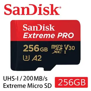 SanDisk 256GB ExtremePRO microSDXC UHS-I V30 A2 記憶卡 公司貨