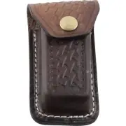Brown Swiss Army Folding Pocket Knife Basket Weave Leather Knife Belt Sheath