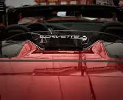 Etched and red Illuminated Wind Restrictor® wind deflector Stingray Corvette C7