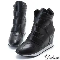 在飛比找ETMall東森購物網優惠-【Deluxe】全真皮韓系時尚帥氣內增高休閒鞋(黑)-853