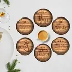 6x Wood Coasters for Drinks Wood Coaster Set for Bar Farmhouse Dining Table
