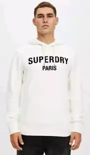 Superdry Paris Hoodie Jumper Jacket Sport White Sweater Mens Size M $140 $50OFF