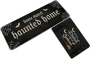 Cileznw Halloween Kitchen Mat, Halloween Door Mat - Halloween Doormat Horror Kitchen Floor Mats 2 Pieces - Welcome Mat Under Sink Kitchen Runner Rug for Halloween Home Decoration