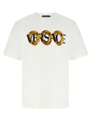 [Versace] Versace-Logo Print T Shirt Bianco-Uomo M White