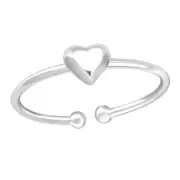 TJS 925 Sterling Silver Toe Ring Love Heart Design Adjustable Body Jewellery