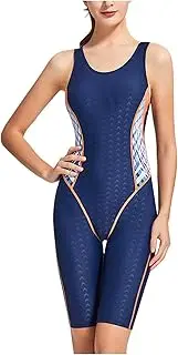 [Dawwoti] Womens Athletic One Piece Swimsuit Sleeveless Knee-Length Quick-Dry Swimwear Surf Bathing Suit