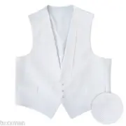 NEW Men's White Pique fullback tuxedo vest Pre tied bow tie All SIzes Mardi Gras