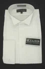 Zylos Tuxedo All Cotton Formal Shirt Wing Collar $19.99 Free Black Bow Tie