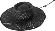 [Generic] Boho Open-Weave Paper Straw Hat - 12cm High Crown - Adjustable 56-58cm - Unisex Summer Hat