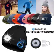 Bluetooth 5.0 LED Beanie Hat with Music Speakers Mic Rechargeable Cap Head Light
