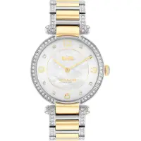 在飛比找momo購物網優惠-【COACH】優雅貝面晶鑽腕錶-34mm/半金(145038