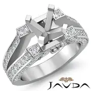 Cathedral Split Shank Micro Pave Bezel Set Wedding Ring Round Semi Mount 0.71Ct