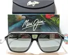 NEW Maui Jim Wedges Aviator Black Crystal Polarized Mirror Grey Sunglass 880-02