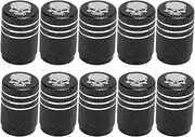 10 Pieces Skull Pattern Car Wheel Tire Valve Stem Caps Universal for Cars SUVs Bikes Trucks Motorcycles (Black)